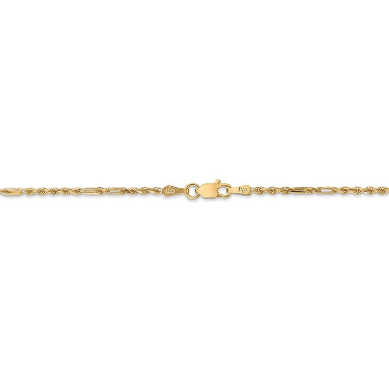 Quality Gold 14k 1.8mm Milano Rope Chain Anklet