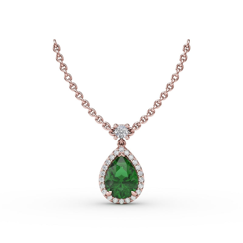 Fana Emerald and Diamond Teardrop Necklace