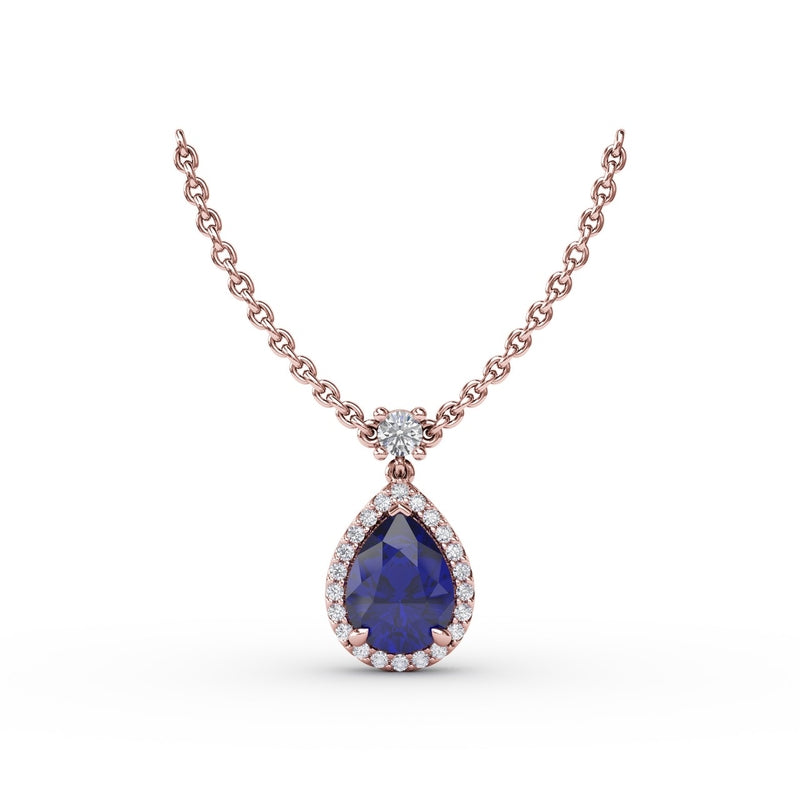 Fana Sapphire and Diamond Teardrop Necklace