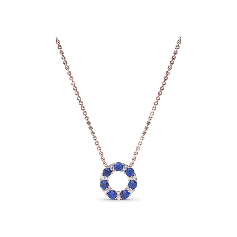 Fana Shared Prong Sapphire and Diamond Circle Necklace