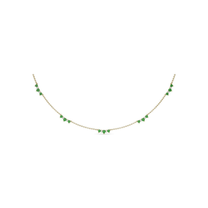 Fana Five Stone Emerald and Diamond Station Necklace