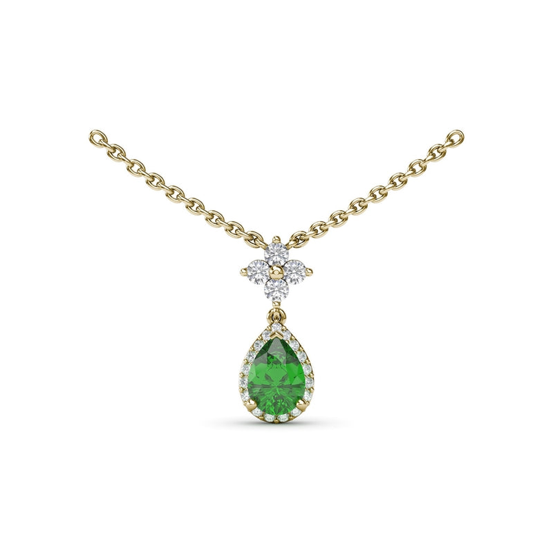 Fana Emerald and Diamond Teardrop Necklace