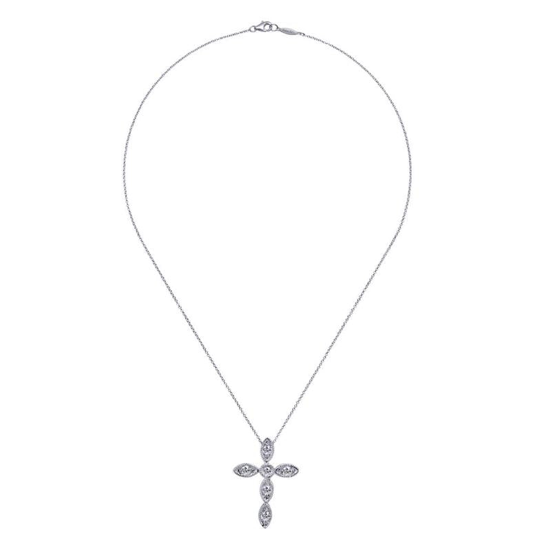 Gabriel & Co. 14k White Gold Faith Diamond Religious Cross Necklace