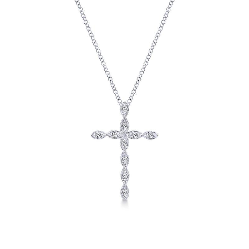 Gabriel & Co. 14k White Gold Faith Diamond Religious Cross Necklace