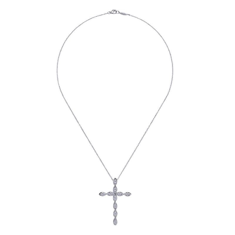 Gabriel & Co. 14k White Gold Faith Diamond Religious Cross Necklace