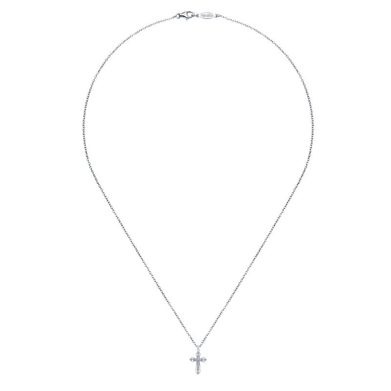 Gabriel & Co. 14k White Gold Faith Diamond Religious Cross Necklace