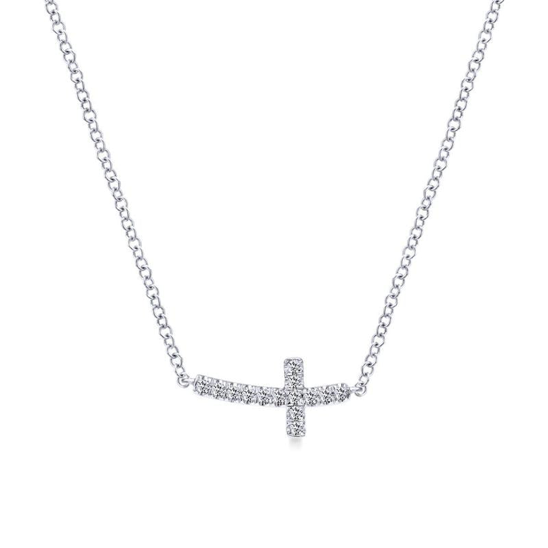 Gabriel & Co. 14k White Gold Faith Diamond Religious Cross Necklace