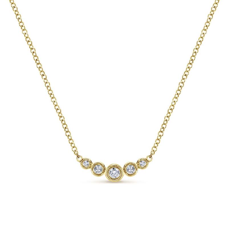 Gabriel & Co. 14k Yellow Gold Lusso Diamond Bar Necklace