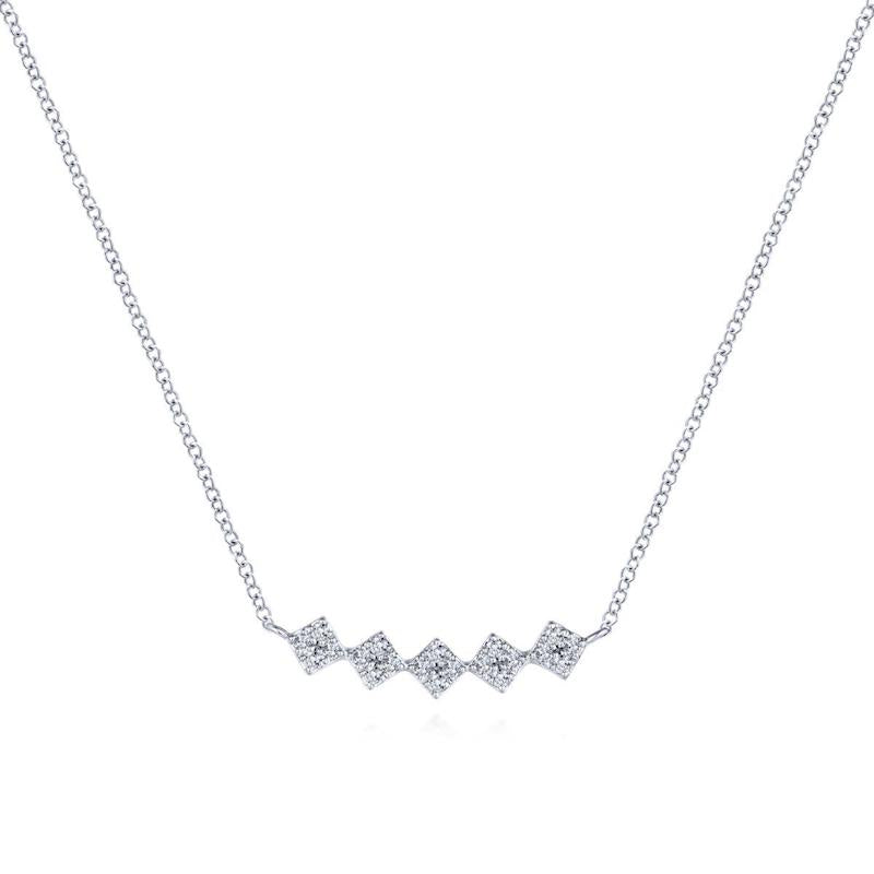 Gabriel & Co. 14k White Gold Art Moderne Diamond Bar Necklace