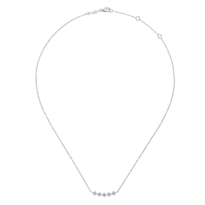 Gabriel & Co. 14k White Gold Art Moderne Diamond Bar Necklace