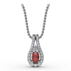 Fana Halo Teardrop Ruby and Diamond Pendant