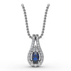 Fana Halo Teardrop Sapphire and Diamond Pendant