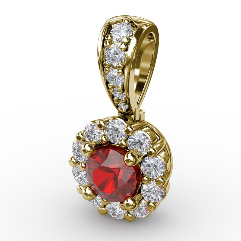 Fana Halo Ruby and Diamond Pendant