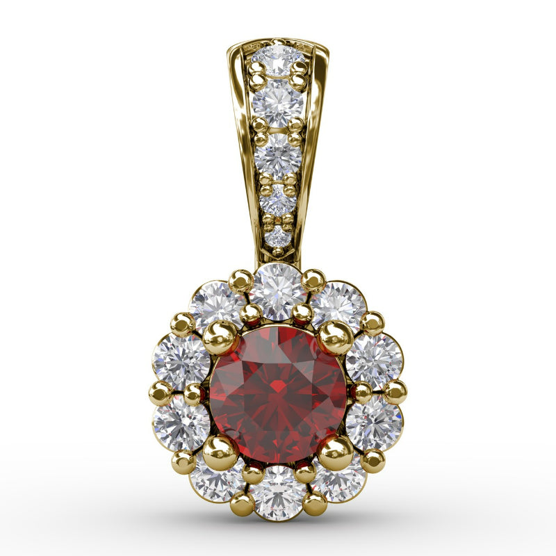 Fana Halo Ruby and Diamond Pendant