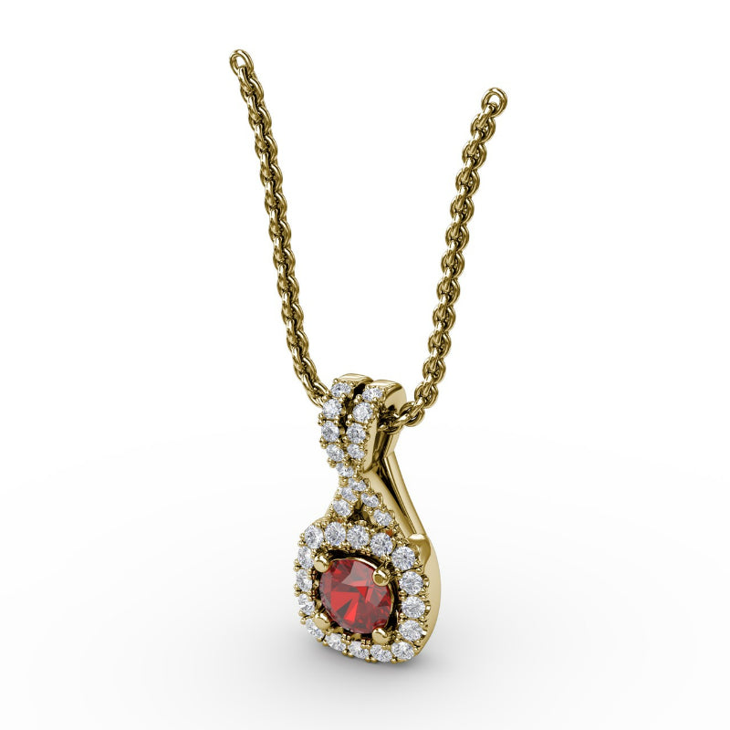 Fana Halo Ruby and Diamond Pendant