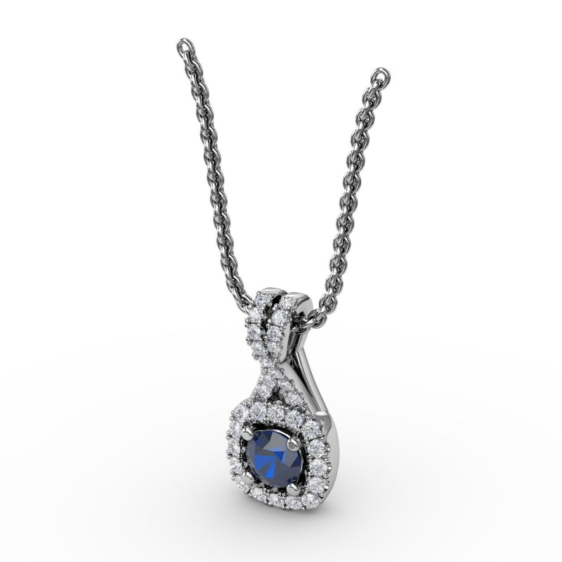 Fana Halo Sapphire and Diamond Pendant