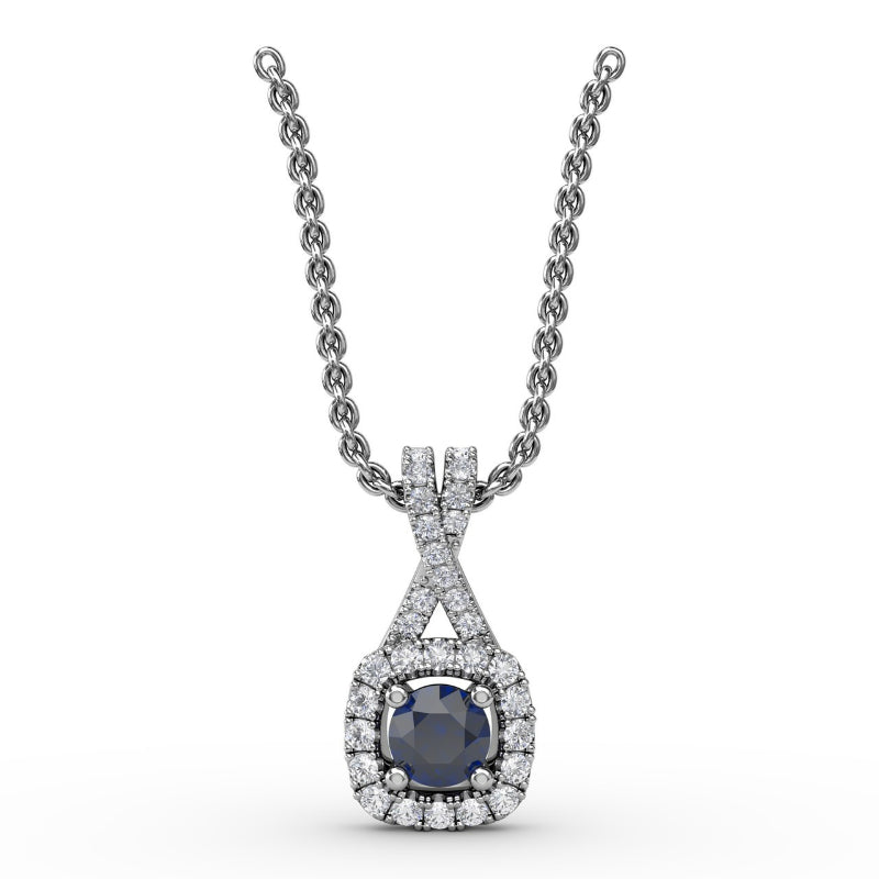 Fana Halo Sapphire and Diamond Pendant