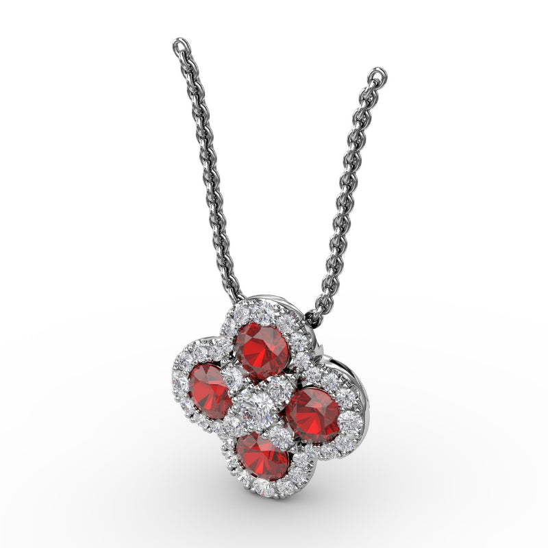 Fana Flower Ruby and Diamond Pendant