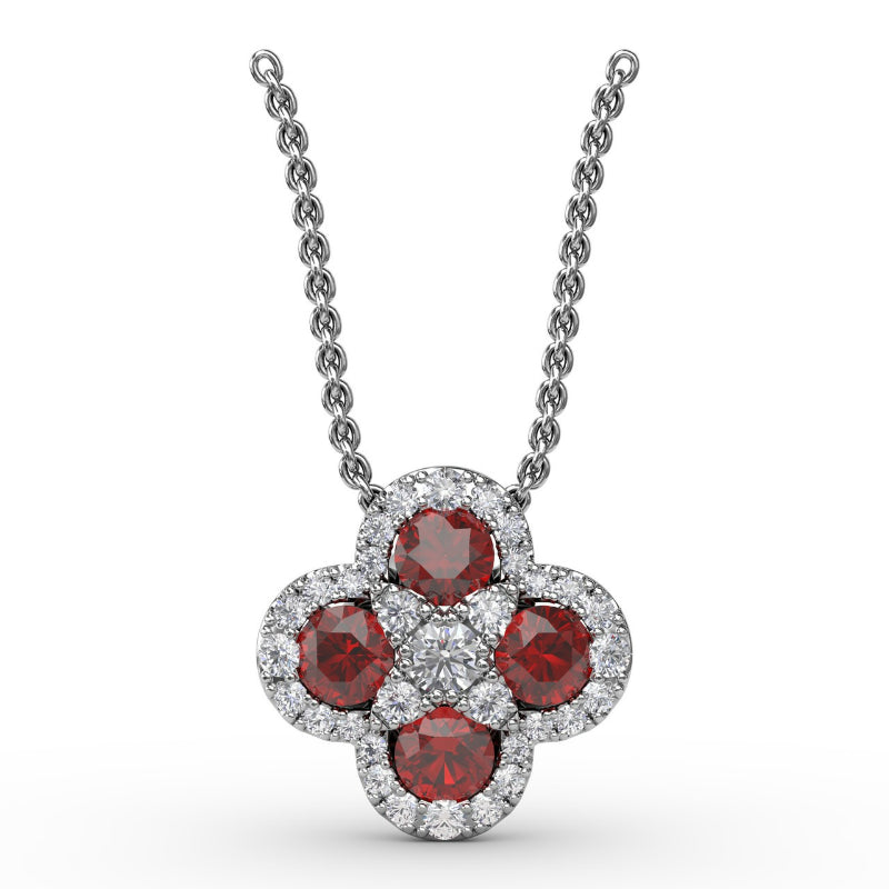 Fana Flower Ruby and Diamond Pendant