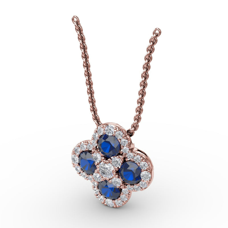 Fana Flower Sapphire and Diamond Pendant