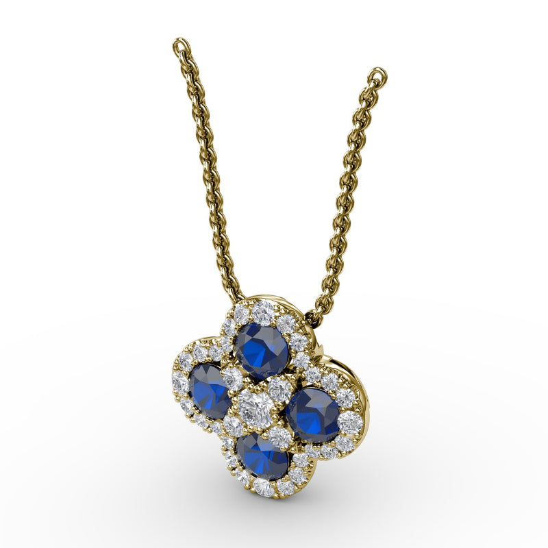 Fana Flower Sapphire and Diamond Pendant