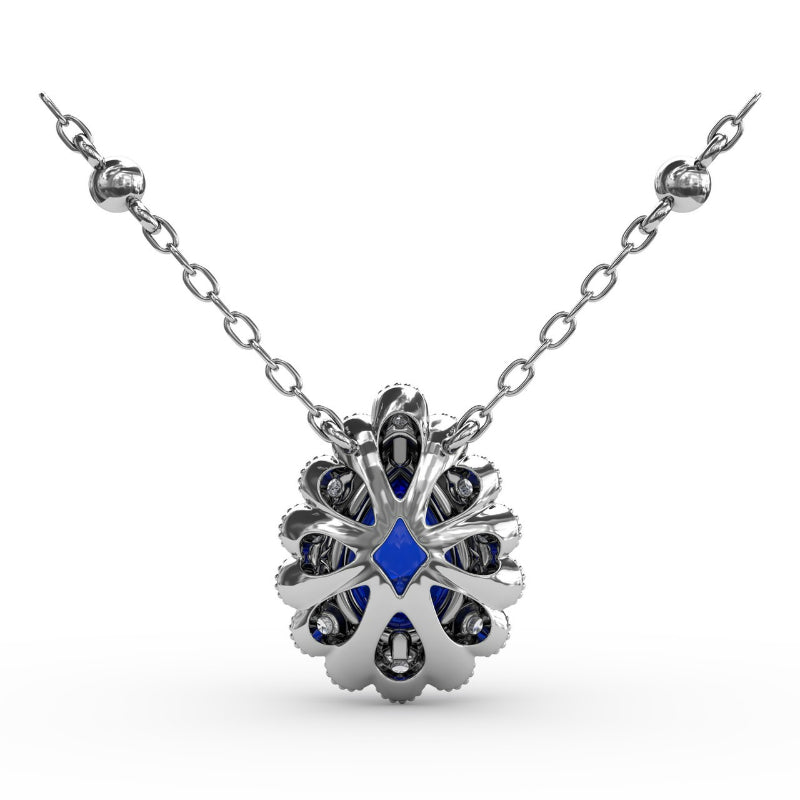 Fana Floral Teardrop Sapphire and Diamond Pendant