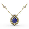 Fana Floral Teardrop Sapphire and Diamond Pendant