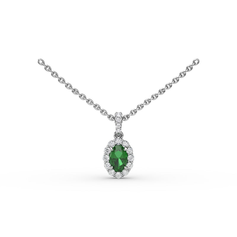 Fana Emerald and Diamond Halo Necklace