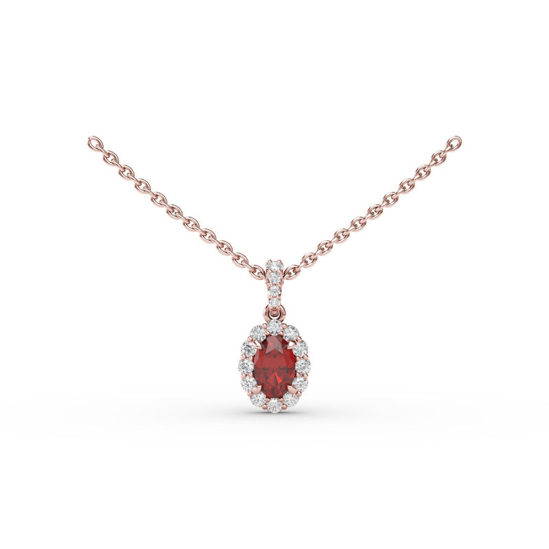 Fana Ruby and Diamond Halo Necklace