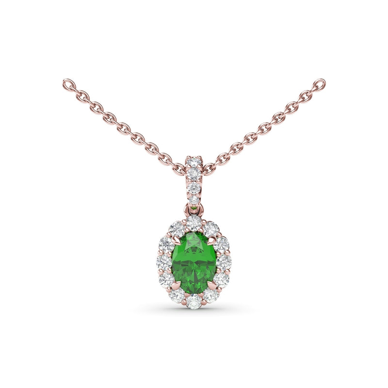 Fana Emerald and Diamond Halo Necklace