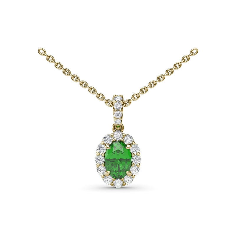 Fana Emerald and Diamond Halo Necklace