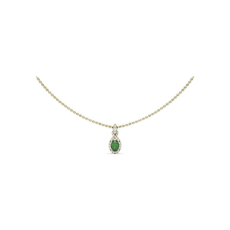 Fana Love Knot Emerald and Diamond Pendant