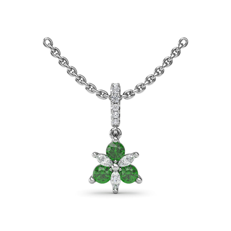 Fana Trio Stud with Marquise and Emerald Diamond Pendant