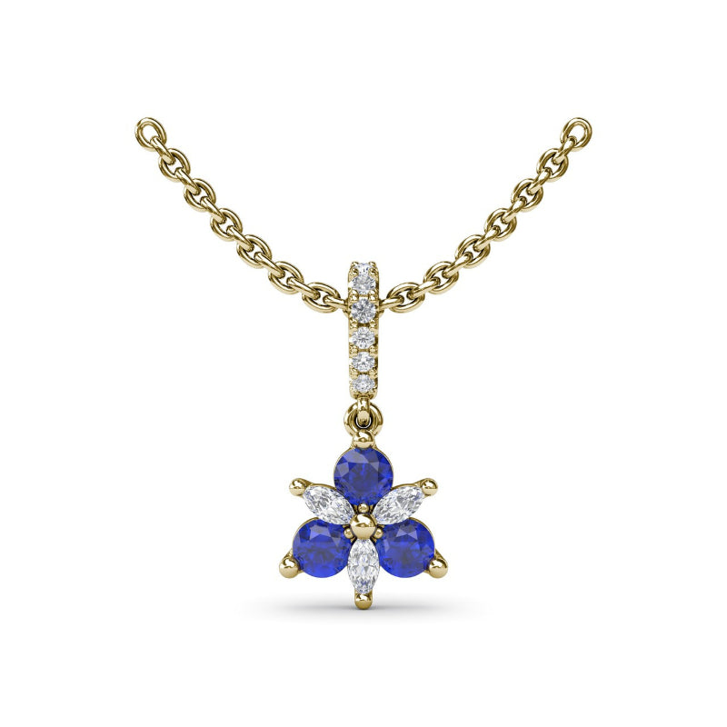 Fana Trio Stud with Marquise and Sapphire Diamond Pendant