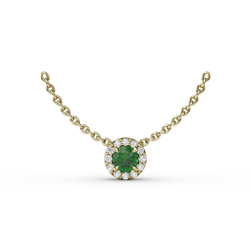 Fana Classic Emerald and Diamond Pendant Necklace