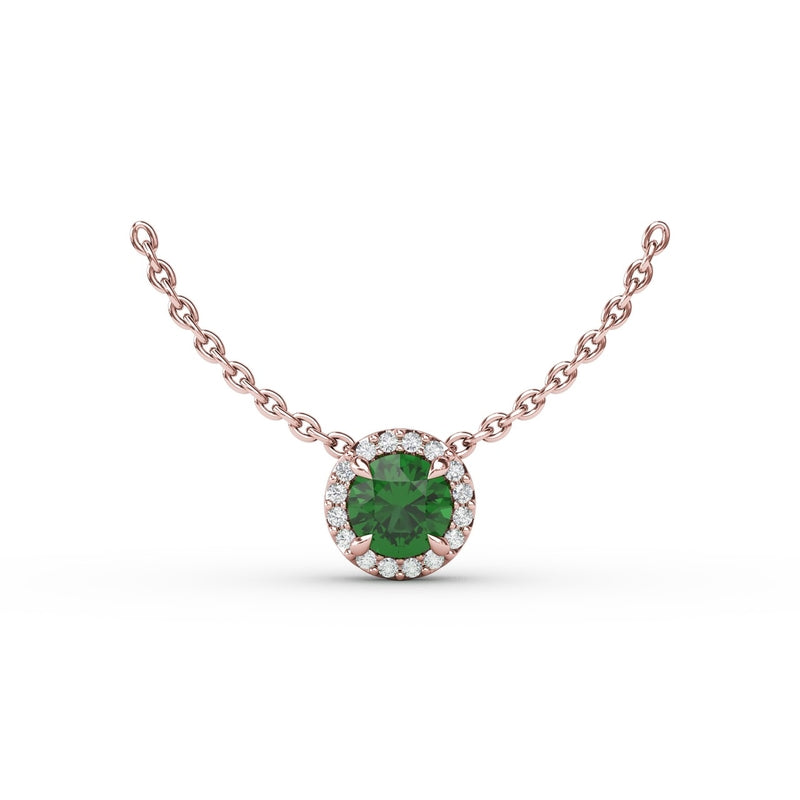 Fana Classic Emerald and Diamond Pendant Necklace