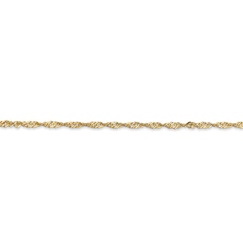 Quality Gold 14k 1.70mm Singapore Chain Anklet