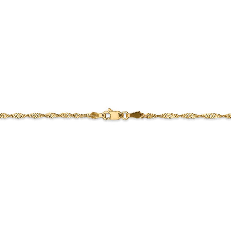 Quality Gold 14k 1.70mm Singapore Chain Anklet