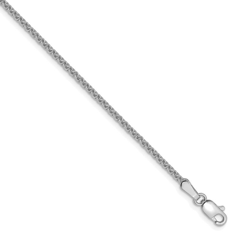 Quality Gold 14k White Gold 1.65mm Solid Polished Spiga Chain Anklet