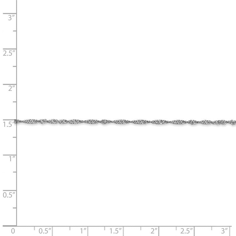 Quality Gold 14k White Gold 1.4mm Singapore Chain Anklet