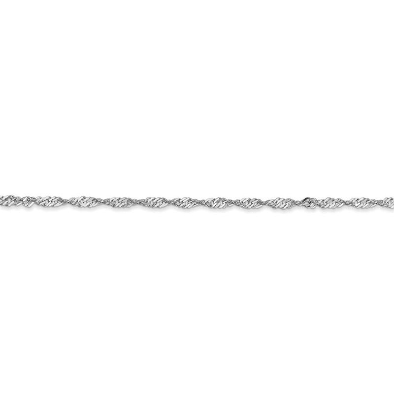 Quality Gold 14k White Gold 1.7mm Singapore Chain Anklet