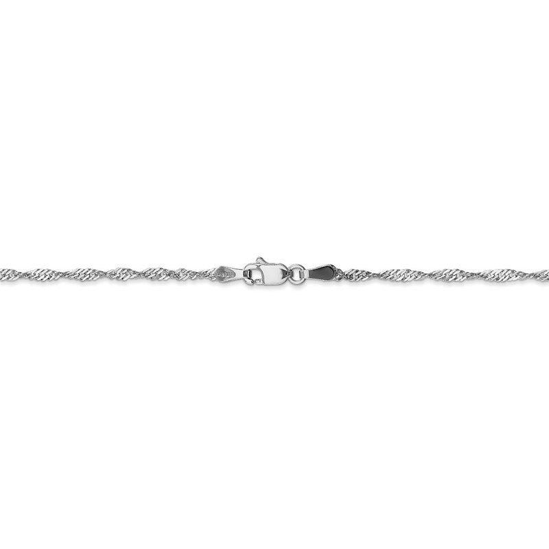 Quality Gold 14k White Gold 1.7mm Singapore Chain Anklet