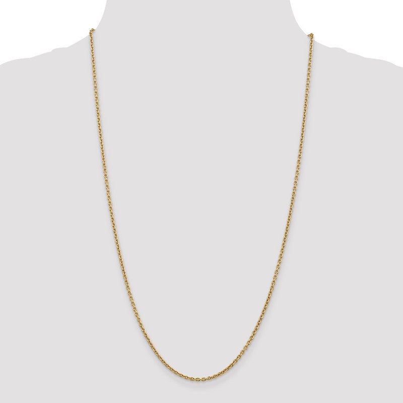Quality Gold 14k 2.2mm Solid Polished Cable Chain Anklet