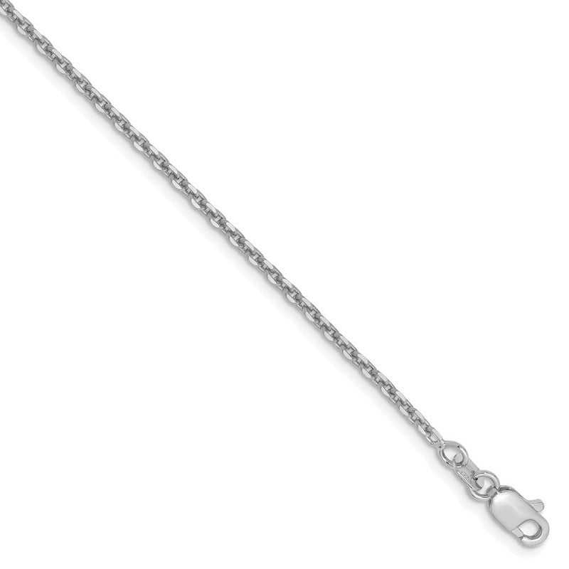 Quality Gold 14k White Gold Solid Diamond-cut Cable Chain Anklet