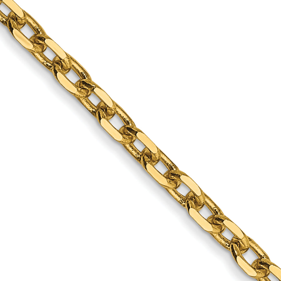 Quality Gold 14K 16 inch 2.2mm Diamond-cut Round Open Link Cable with Lobster Clasp Chain