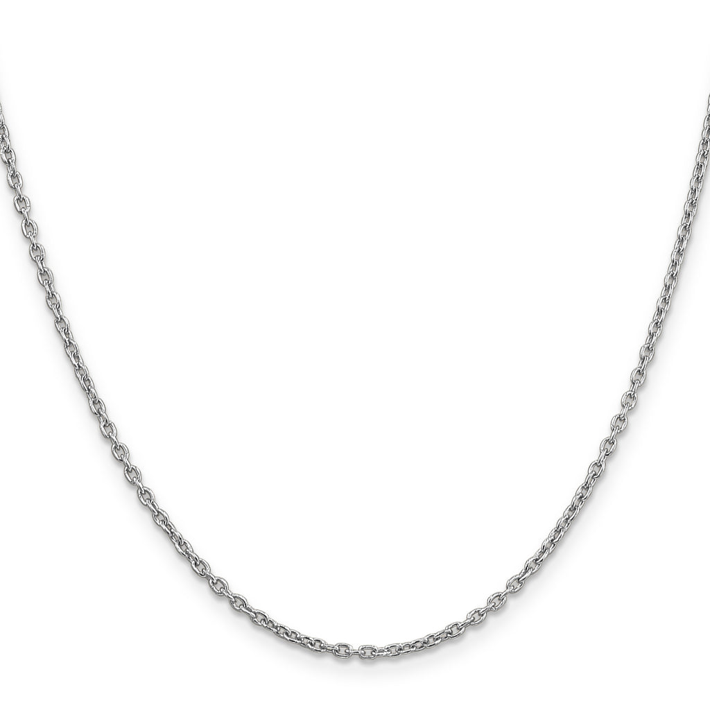 Quality Gold 14K White Gold 18 inch 2mm Round Open Link Cable with Lobster Clasp Chain