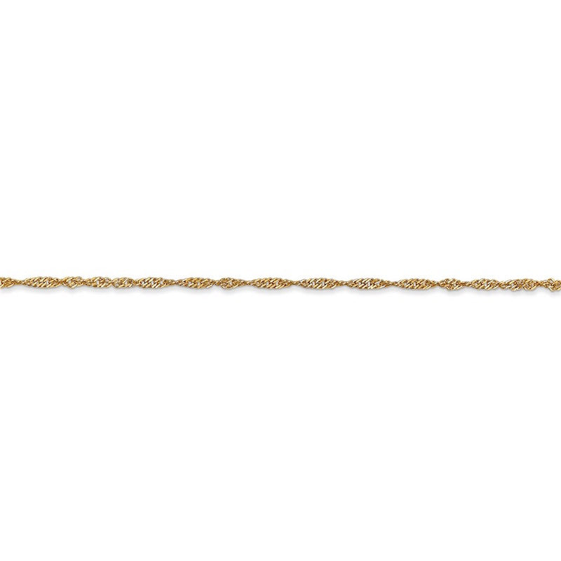 Quality Gold 14k 1.4mm Singapore Chain Anklet