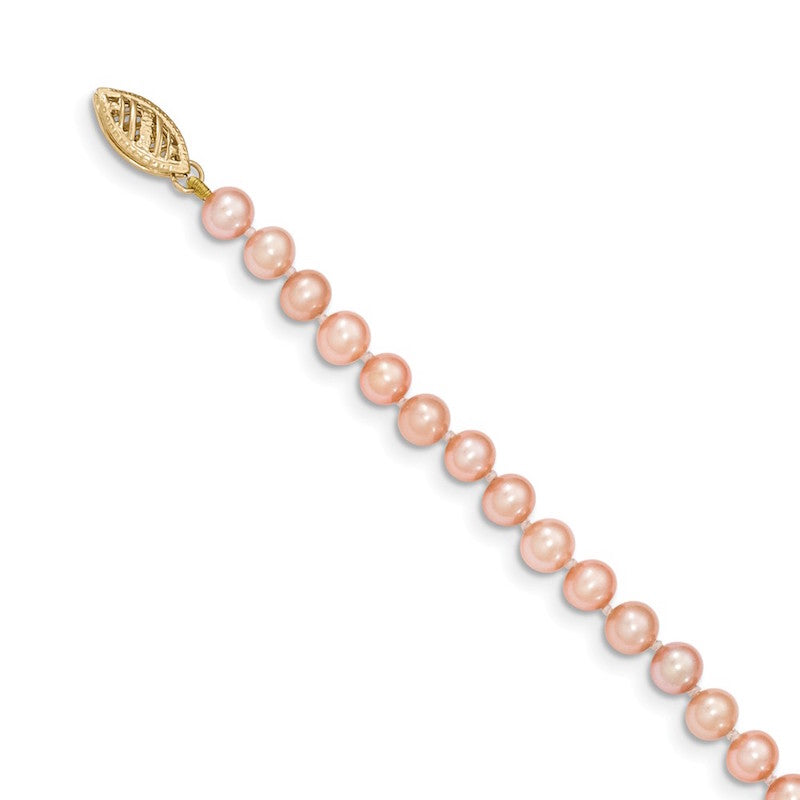 Quality Gold 14k Pink Near Round Freshwater Cultured Pearl Bracelet