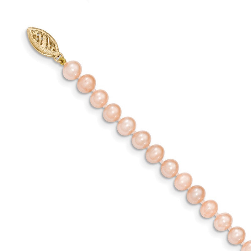 Quality Gold 14k Pink Near Round Freshwater Cultured Pearl Bracelet