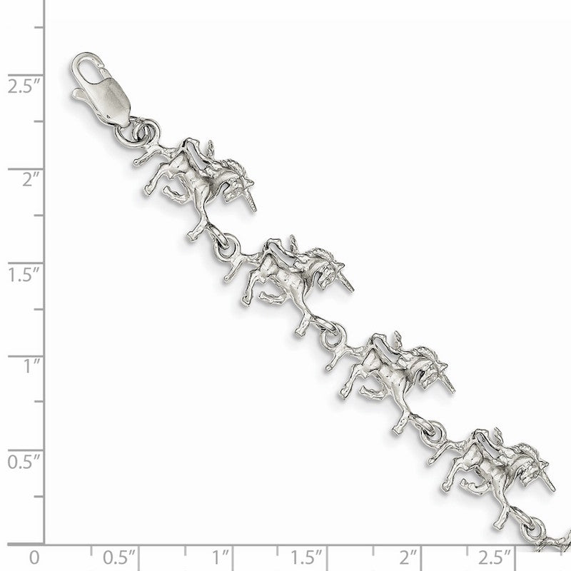 Quality Gold Sterling Silver Unicorns Bracelet